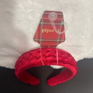 Piper k red braided velvet hairband